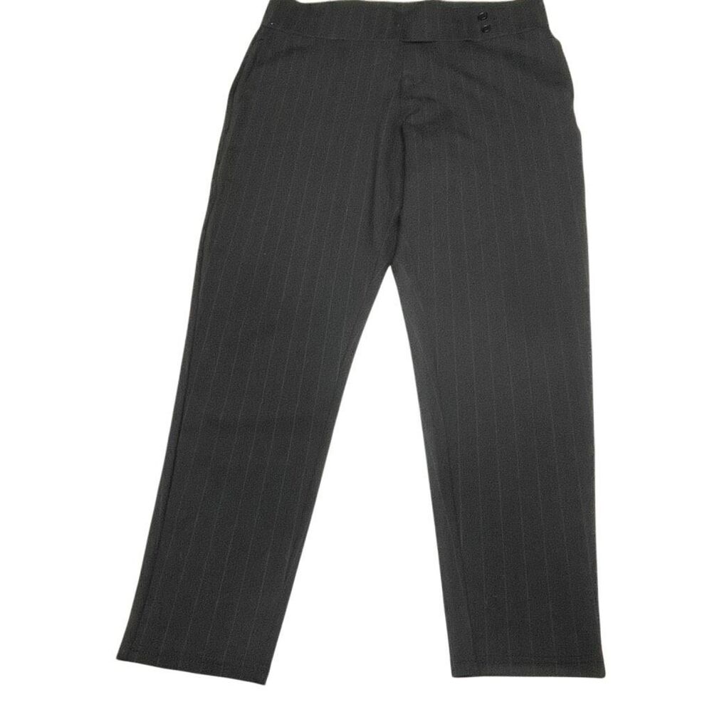 Conceited Black and Gray Pinstripe Ankle Legging Trousers N0589